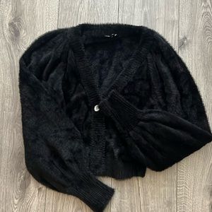 For Love & Lemons black fuzzy cardigan size small never worn
